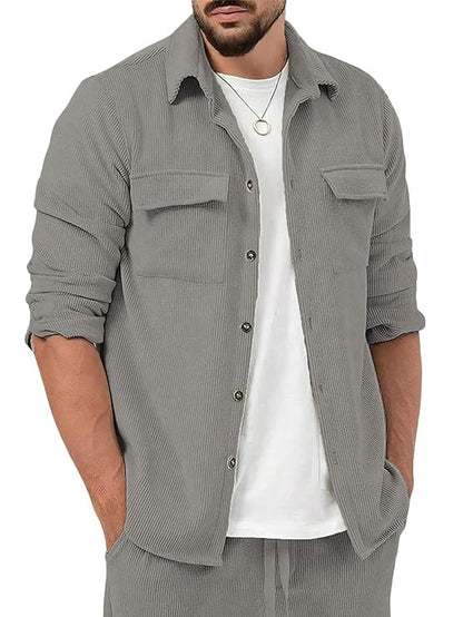 Trillmixa MenS Polyester Shirt With Spread Collar Neck Full Sleeves Two Side Pockets Solid Pattern Relaxed Fit And Standard Len