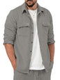 Trillmixa MenS Polyester Shirt With Spread Collar Neck Full Sleeves Two Side Pockets Solid Pattern Relaxed Fit And Standard Len