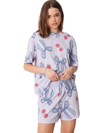 SMOWKLY Womens Premium Cotton Blend Stylish Digital Printed Pajama Co-Ords || Matching lower tshirt Sleepwear Nightwear Cute Pj