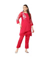 Aarika Womens Rani Colour Thread Embroidery Silk Kurti Pant Set (M-Xxl)