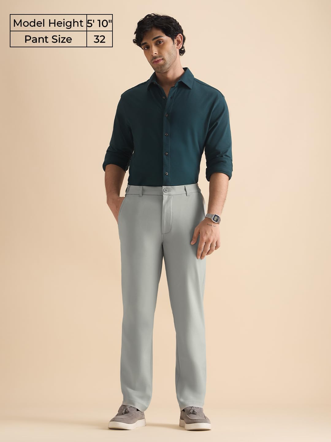 The Souled Store Super Pants: Men and Boys Solid Polyester Viscose Elastane Blend Classic Fit 4-Way Stretch Wrinkle-Resistant Tr