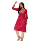 anubhutee Women's Fuchsia Yoke Design Zari Work Silk Blend Straight Kurta