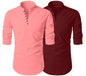 Finivo Fashion MenS Cotton Blend Regular Fit Solid Casual Kurta Shirt Pack Of 2