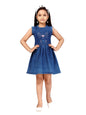 Aarika GirlS Denim Skater Knee-Length Dress (Jn_Dr-31279_Blue