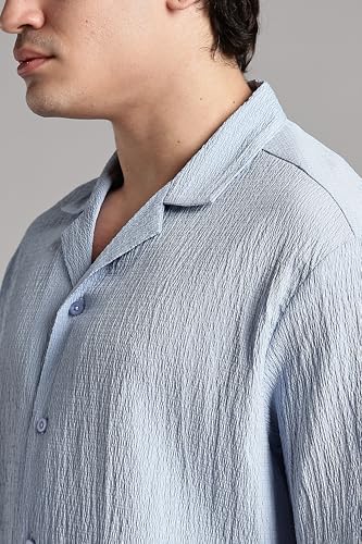 Fyltr MenS Solid Regular Fit Shirt (Fylss25Ms-1317_Mist Blue
