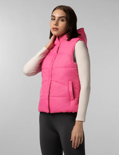 FYLTR Womens Sleeveless Puffer Jacket With Contrast Full Zipper - Hood With Contrast Lining | Side Pockets | Quilt Pattern | Ca