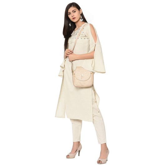 ZIYAA Women's White Color Straight Foil Print Kurta (ZIKUFX2491)
