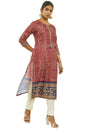 Soch Womens Maroon Satin Bandhani Print Kurta with Tassels