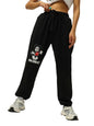 Bewakoof Women Oversized Graphic Print Black Terry Joggers