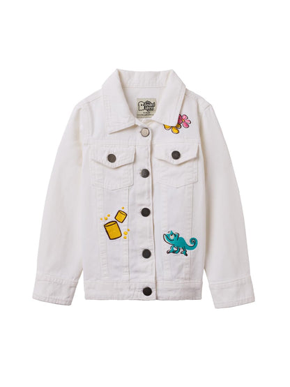 The Souled Store Official Disney: Tangled Denim Girls Long Sleeve Oversized Fit Cropped Denim Jackets