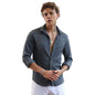 Campus Sutra Mens Powder Grey Solid Creased Shirt | Casual Wear | Spread Collar | Long Sleeve | Button Closure | Shirt Crafted