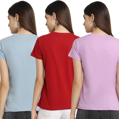 Preneum Womens Cotton Regular Fit Latest Graphic Stylish Printed Short Sleeves Casual T-Shirt || Latest Trendy & Style (Pack 3)