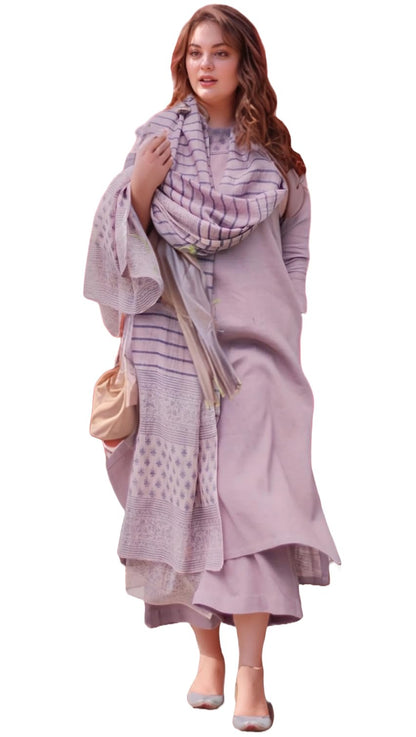 ANNI DESIGNER Women s Rayon Viscose Print Straight Kurta with Pants & Dupatta, purple, 44