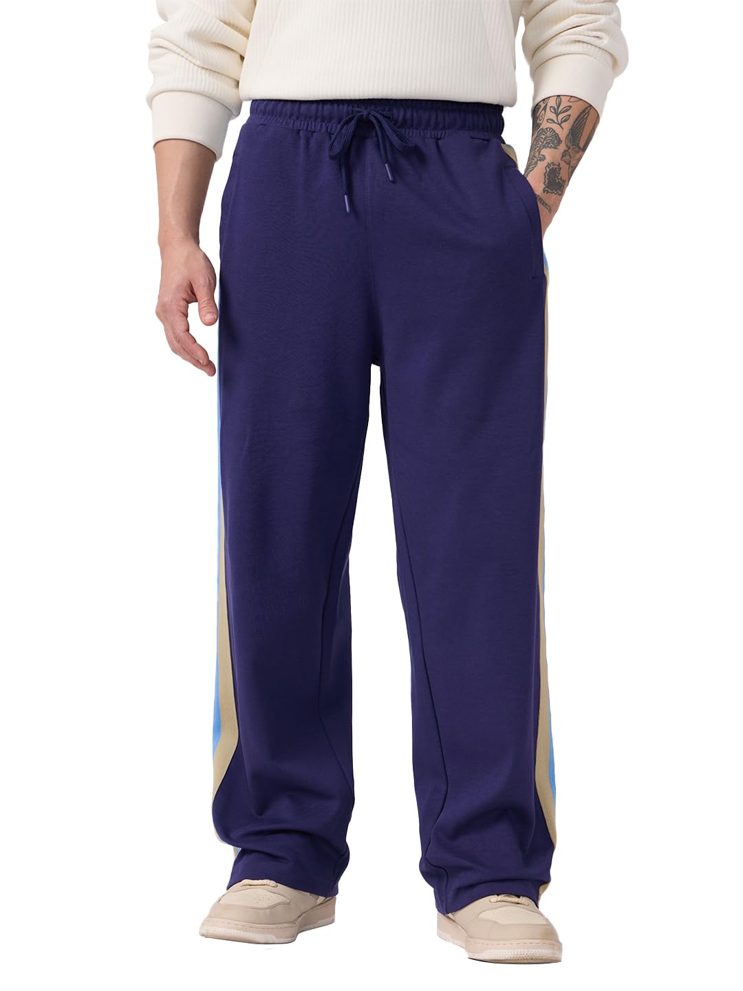 The Souled Store Colourblock Joggers: Twilight Men and Boys Drawstringed Loose Fit Cotton Korean Joggers