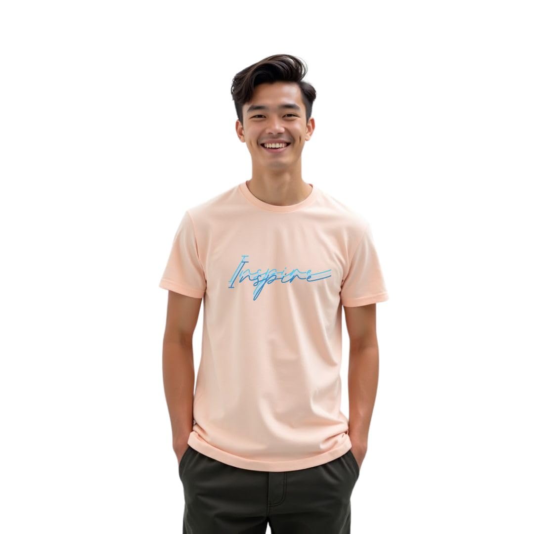 Nobero MenS Typography Printed Regular Fit T-Shirt (1M-Twts-C1177-Bs_Blush