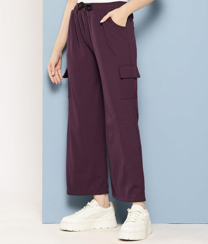 Aarika Girls Casual Wear Wine Colour Solid Nylon Pant (9-13 Years)