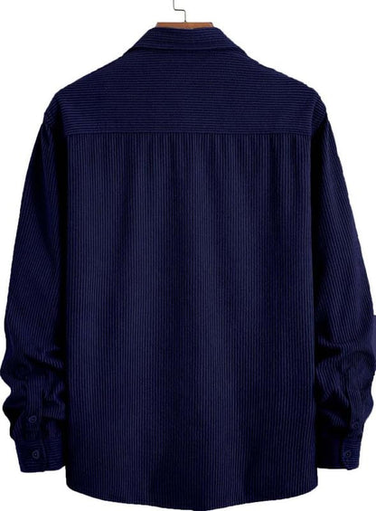 Deelmo MenS Full Sleeve Corduroy Shirt | Stylish Textured Casual Button-Down Shacket For Autumn Winter | Dual Pocket Front Desig