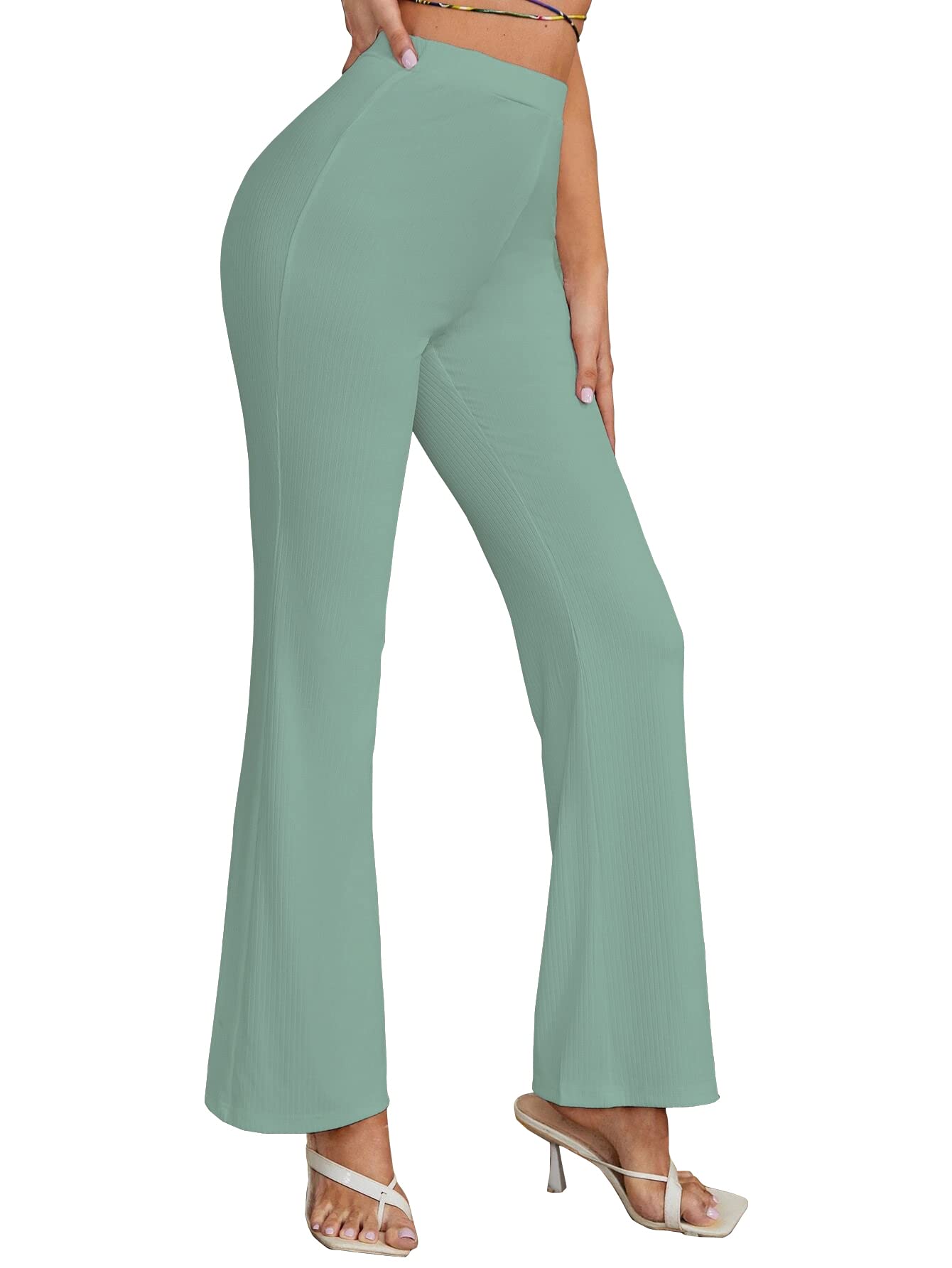 Shasmi Light Teal Womens Yoga Dress Pants Stretchy Work Slacks Business Casual Office Bell-Bottom/Boot-Cut Elastic Waist Regula