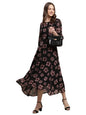 Preneum WomenS Maxi Fit & Flare Latest Style Print Georgette Regular Sleeves Casual Maxi Dress || Summer Dress Festival & Occas