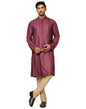 Fabindia Men's Purple Viscose Blend Dobby Slim Fit Long Kurta