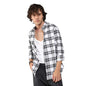 Campus Sutra Mens Chalk White & Midnight Black Brushed Buffalo Check Shirtfor Casual Wear | Spread Collar | Long Sleeve | Butto