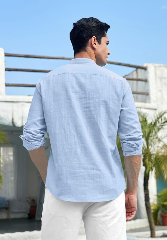 Macsivo MenS Cotton Polyester Blend Solid Short Kurta With Mandarin Collar Full Sleeve Button Closure Curved Hem Regular Fit |