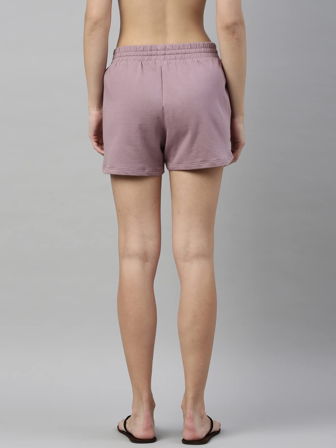 Enamor Essentials Womens Relaxed Fit Mid Rise 100% Cotton Mid-Thigh Length Shorts With Adjustable Waistband & Pockets - E078(E0