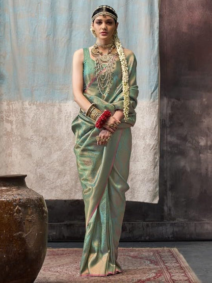 Madhuhansh Womens Kanjivaram Patola Silk Designer Saree With Unstitched Blouse Piece Perfect For Wedding And Festive Occasions L