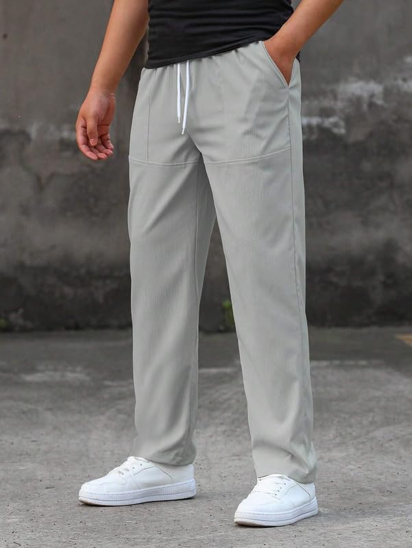 SMOWKLY Mens Poly-Lycra Premium Stretch Trackpants || Wrinkle Free, Relaxed Fit, Elastic Waist, Tapered Fit || Best for Summer