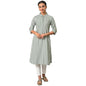 Green Stripe Print Shirt Collar Kurta