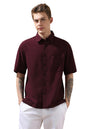 Dennis Lingo Men Relaxed-Fit Wine Half Sleeve Cotton Casual Shirt