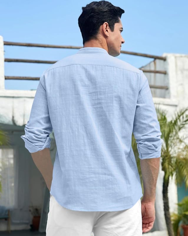Finivo Fashion MenS Cotton Blend Short Kurta Shirt | Casual Ethnic Wear With Roll-Up Sleeves & Mandarin Collar | Comfortable Fi