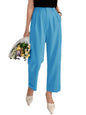 Kotty WomenS Cotton Blend Cross Pocket Solid Trousers Blue