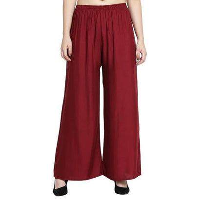 Fashion Gallery WomenS Rayon Relaxed Fit Palazzo Pants With Full Length Pull On Closure And Elasticated Flexible Waist|Palazzo