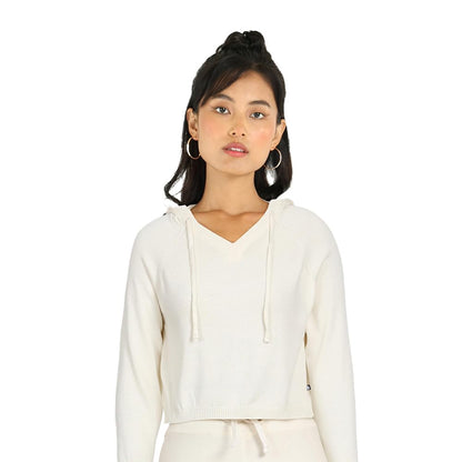 BlissClub at-Ease CottonKnit Cropped Hoodie | 100% Cotton | Cropped Hoodie | Adjustable Hood