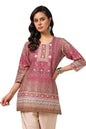 Soch Womens Magenta Cotton Blend Bandhani Print Tunic