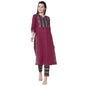 GoSriKi Women's Cotton Straight Kurta with Trousers (Ziya-Wine__)