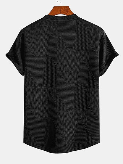 Greciilooks T Shirt For Men Cotton | Textured Oversized Fit Man T-Shirt | Round Neck Half Sleeve Men T-ShirtS