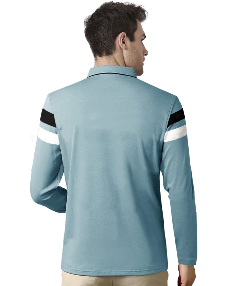 Eyebogler Polo Neck Striped Tshirt For Men