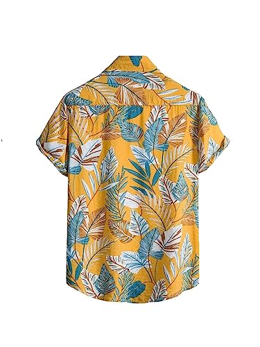 Dhruvi Trendz Mens Rayon MenS Casual Shirt Regular Fit Western (Dt-Ms-6109_Yellow_L)