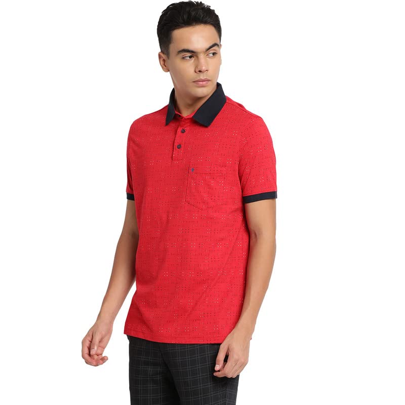 Turtle Men Cotton Red Printed Polo Neck T-Shirts