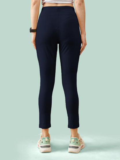 Lyra Premium Cotton Lycra High Waist Ankle Leggings For Women