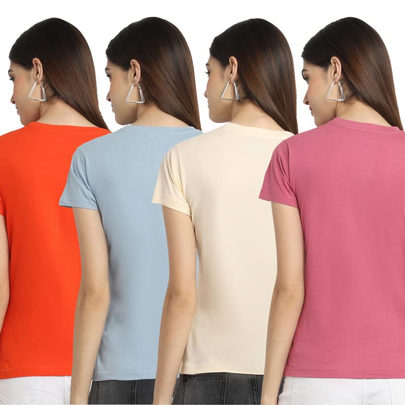Preneum Womens Cotton Regular Fit Latest Graphic Stylish Printed Short Sleeves Casual T-Shirt || Trendy Designs & Stylish (Pack