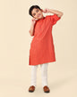 Fabindia Boy's Viscose Silk Woven Regular Fit Kurta (1032816RUST_Orange