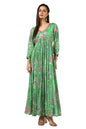 Soch Womens Light Green Chinon Floral Print Dress With Faux Mirror And Sequins