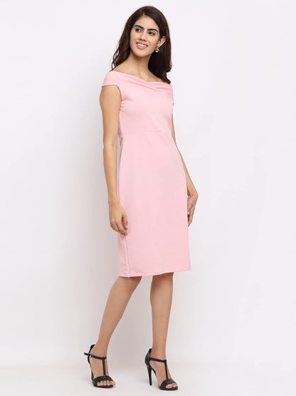 Shasmi WomenS Comfortable Peach Sweetheart Neck Sleeveless Solid Midi Bodycon Casual Western Stylish Dress For Womens/Midi Dres