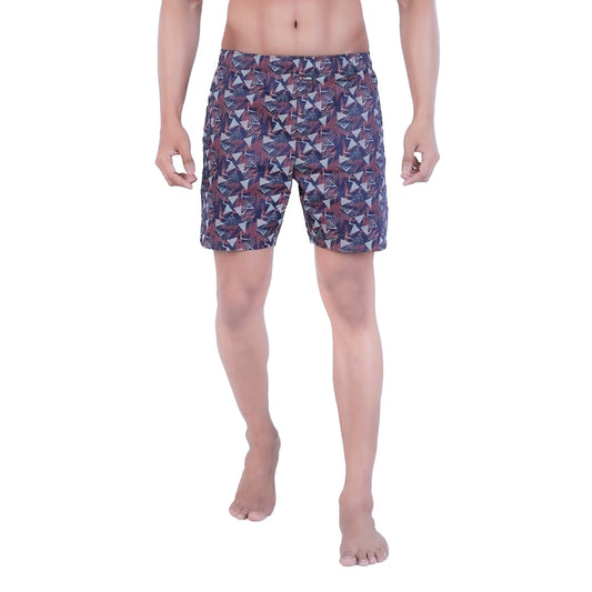 Rupa Colors PLAYSURE Collection Satin Boxers for Men, Abstract Printed, 100% Super Combed Cotton, Zip-Free, Ultrasoft Navy