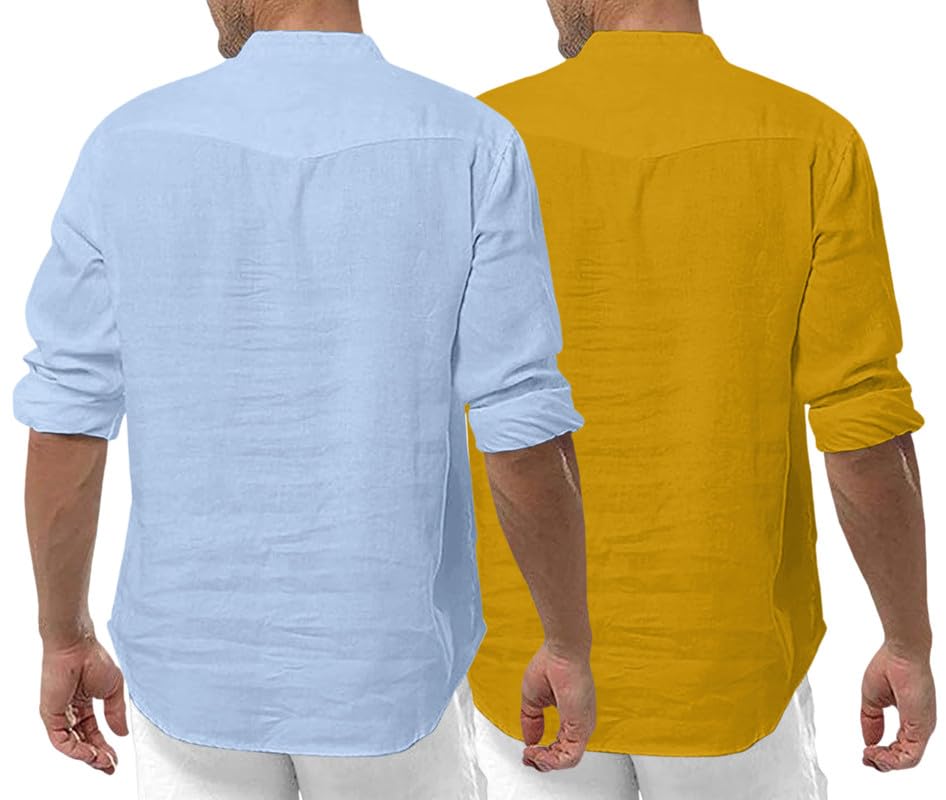 Royalscout MenS Cotton Polyester Blend Solid Regular Fit Full Sleeve Short Kurta | Ethnic, Lightweight Summer Kurta For Daily &