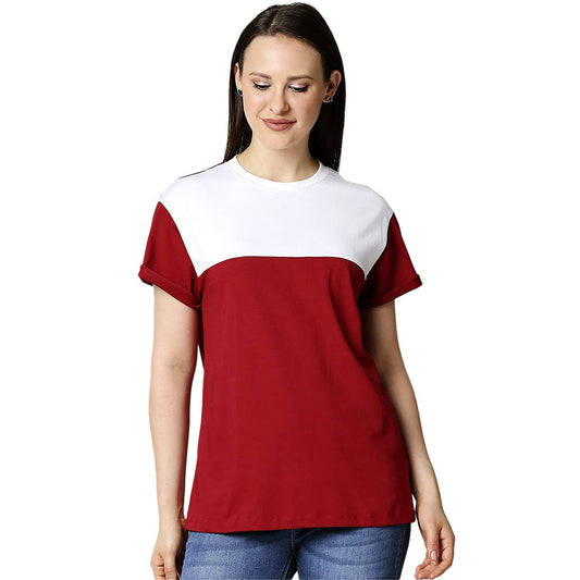 Bewakoof WomenS Solid 100% Cotton T-Shirt - Boyfriend Fit, Round Neck, Half Sleeve