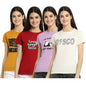 Preneum Womens Cotton Regular Fit Latest Graphic Stylish Printed Short Sleeves Casual T-Shirt || Trendy & Styles (Pack 4), Yell